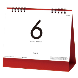 6Weeks Calendar(ﾚｯﾄﾞ)〔ﾂｲﾝﾘﾝｸﾞ〕